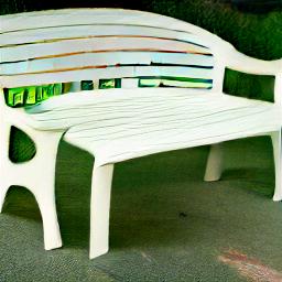 generated: a white plastic bench with a high arched back #3